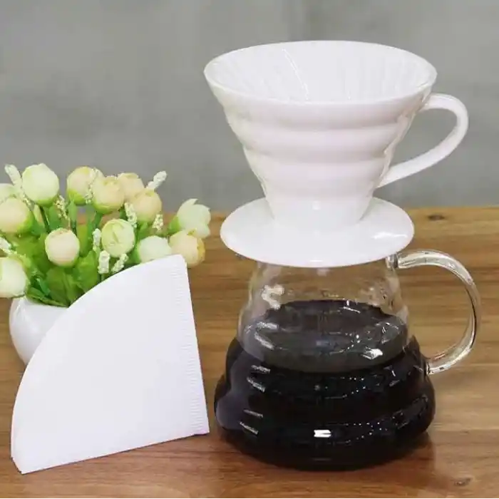 Epinox Seramik Kahve Dripper - Porselen Demleyici - No: 2 - Beyaz (Hario V60 Benzeri)
