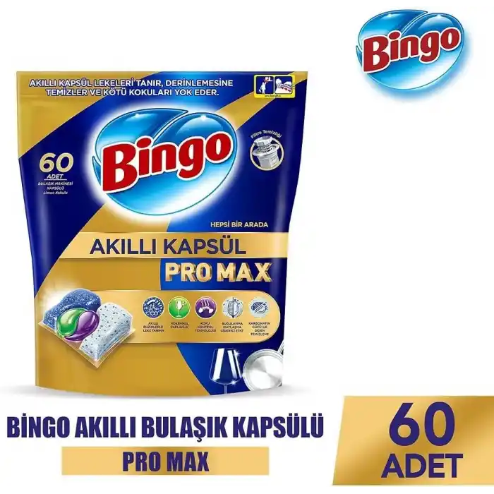 Bingo Akıllı Kapsül Pro Max Bulaşık Makinesi Deterjanı Tableti 60lı