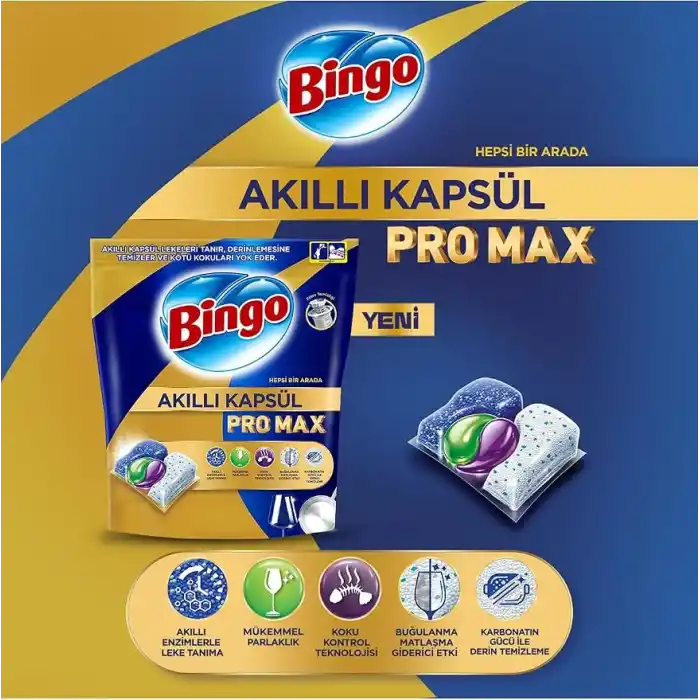 Bingo Akıllı Kapsül Pro Max Bulaşık Makinesi Deterjanı Tableti 60lı
