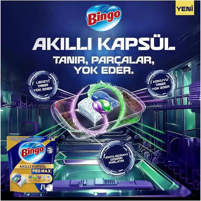 Bingo Akıllı Kapsül Pro Max Bulaşık Makinesi Deterjanı Tableti 60lı