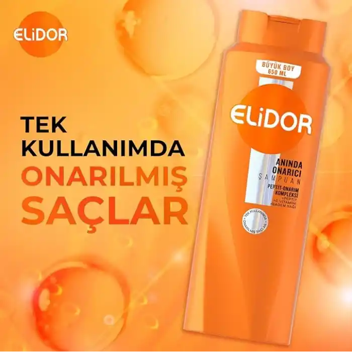 Elidor Saç Bakım Şampuanı, Anında Onarıcı, 650 ml