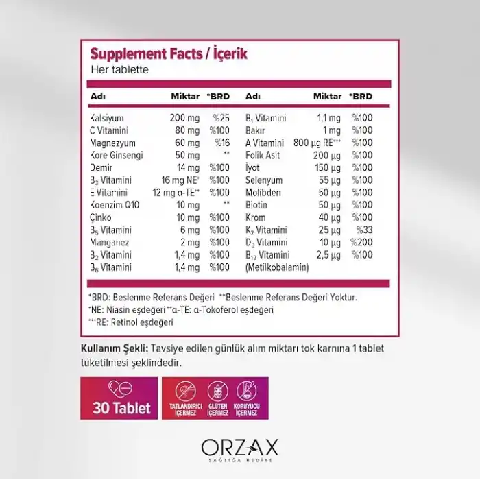 Ocean Daily One Energy Multivitamin & Multimineral 30 Tablet Takviye Edici Gıda