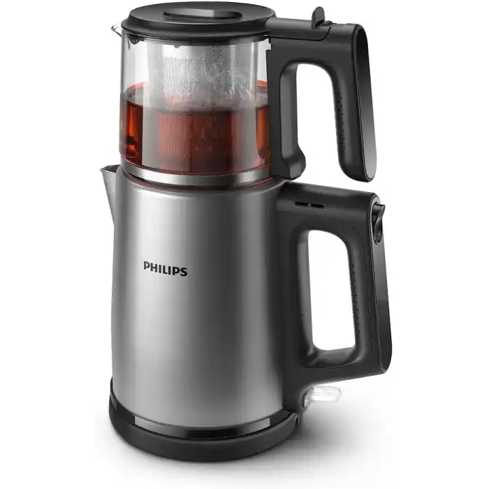 Otomatik Sıcak Tutma, 0.9L Cam Demlik, 1900W Güç, Paslanmaz Çelik Demlik, 1.8L Geniş Kapasiteli Dayanıklı Inox Taban (HD7350/00)