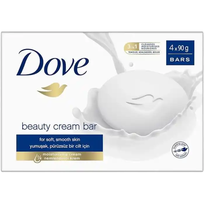 Dove Beauty Cream Bar Katı Güzellik Sabunu Original Nemlendirici Etkili, 4x90 g