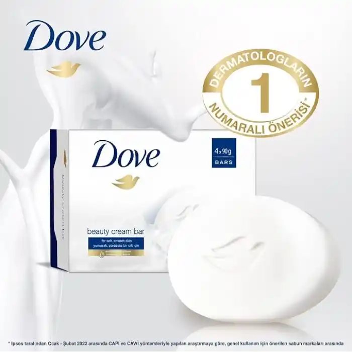 Dove Beauty Cream Bar Katı Güzellik Sabunu Original Nemlendirici Etkili, 4x90 g