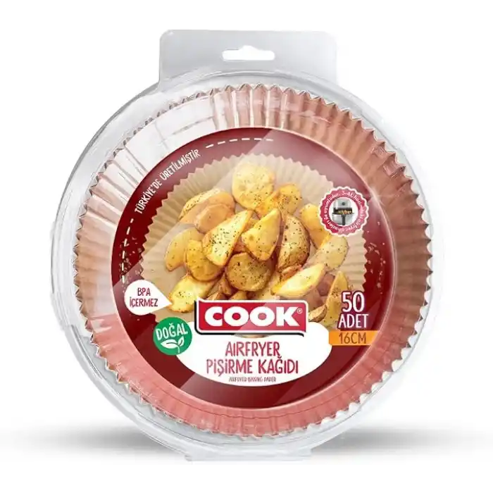 Cook Airfryer Pişirme Kağıdı, Standart Boy, 16 cm, 50 Adet