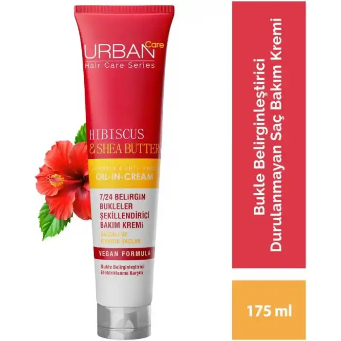 URBAN Care Twisted Curls Hibiscus & Shea Butter Kıvırcık ve Dalgalı Saçlara Özel Durulanmayan Bakım Kremi 175 ml- Vegan