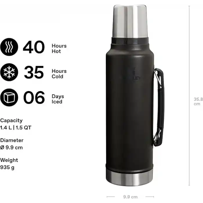 STANLEY Classic Legendary Vakumlu Termos 1.4 Litre - Siyah 2.0 | Paslanmaz Çelik