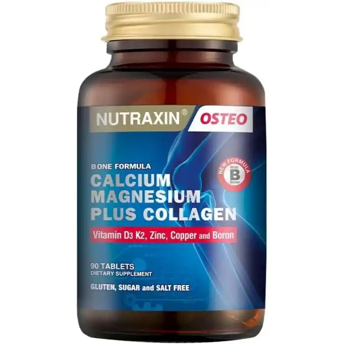 Nutraxin Bone Formula Calcium Magnesium + Collagen – 90 Tablet: Tip I Kolajen, Kalsiyum, D Vitamini, Magnezyum, Çinko & Bakır İçeren Takviye
