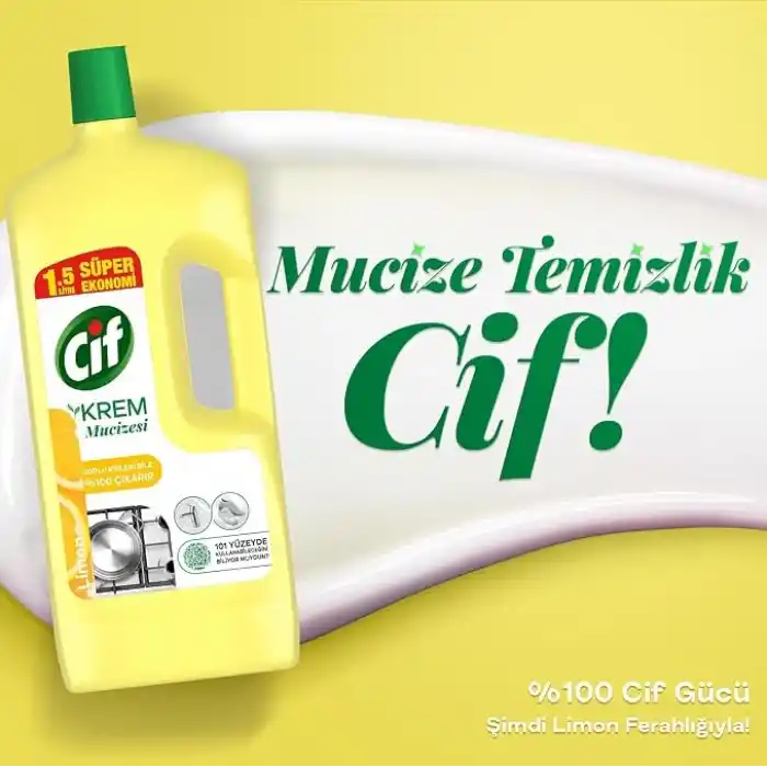 Cif Krem Mucize Yüzey Temizleyici Limon 1500 ml