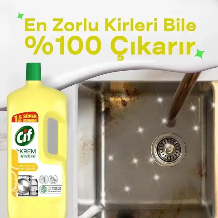 Cif Krem Mucize Yüzey Temizleyici Limon 1500 ml