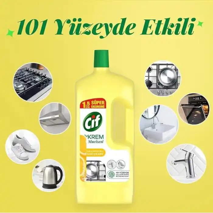 Cif Krem Mucize Yüzey Temizleyici Limon 1500 ml