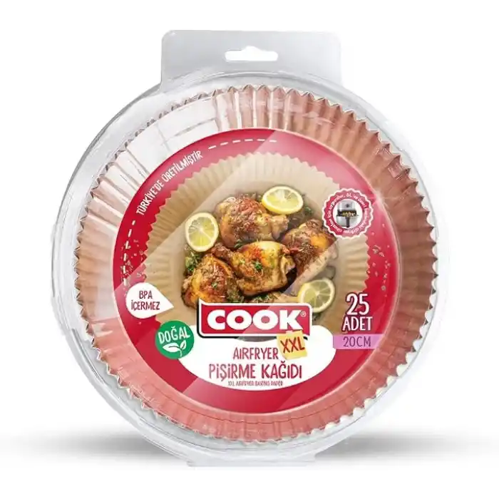 Cook Airfryer Pişirme Kağıdı, XXL Boy, 20 cm, 25 Adet