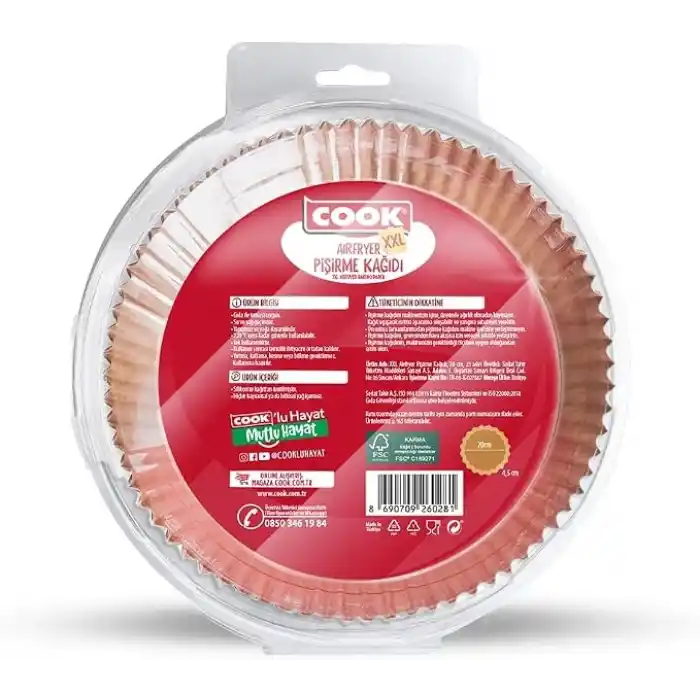 Cook Airfryer Pişirme Kağıdı, XXL Boy, 20 cm, 25 Adet