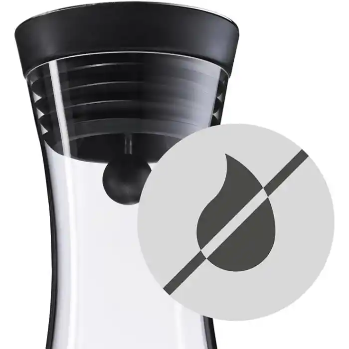 WMF Basic Cam Sürahi, 1,5 L, Silikon Kapaklı, Akıllı Kapak Teknolojisi Cromargan® Paslanmaz Çelik Kapak, Buz ve Meyve Tutucu Süzgeçli