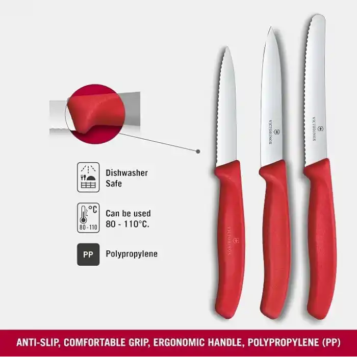 Victorinox 6.7111.34C1 Swiss Classic 3lü Bıçak Set, Kırmızı
