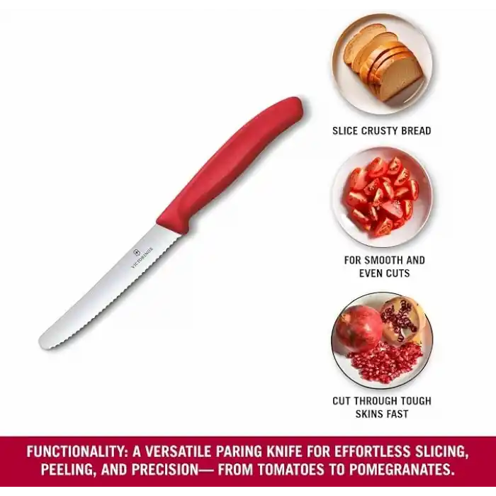 Victorinox 6.7831.C1 Swiss Classic 11cm Tırtıklı Domates Bıçağı, Kırmızı