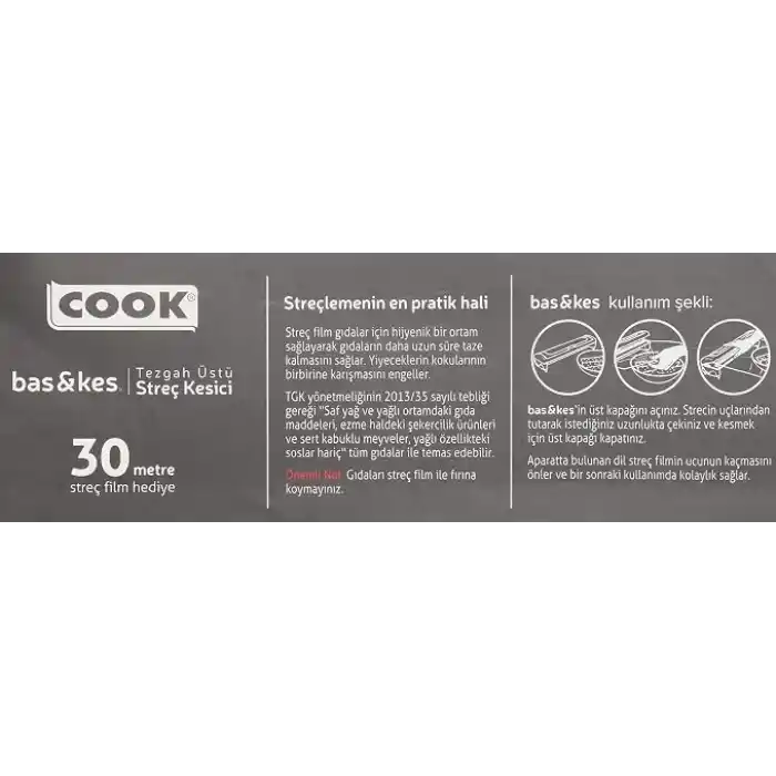 Cook Bas&Kes Streç Film Kesme Aparatı, 30 cm x 30 m, Pembe