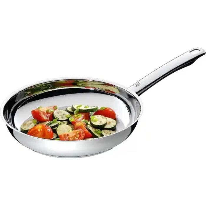 WMF Profi 20 cm Kaplamasız Paslanmaz Çelik Tava, İndüksiyon Uyumlu, 250°Cye Kadar Fırına Uygun, Tüm Ocak Tipleriyle Uyumlu, Yüksek Isıda Pişirme İçin, Damlatmaz, Ergonomik