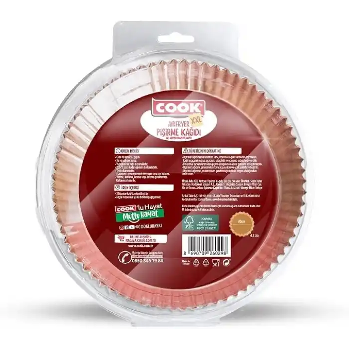 Cook Airfryer Pişirme Kağıdı, XXL Boy, 20 cm, 50 Adet