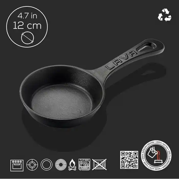Lava Döküm Mini Yuvarlak Saplı Çap 12 Tava