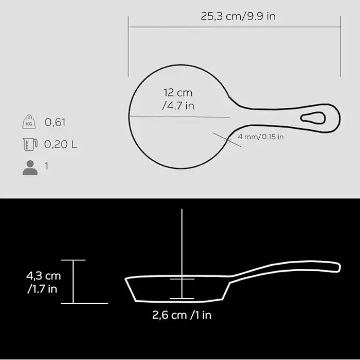Lava Döküm Mini Yuvarlak Saplı Çap 12 Tava