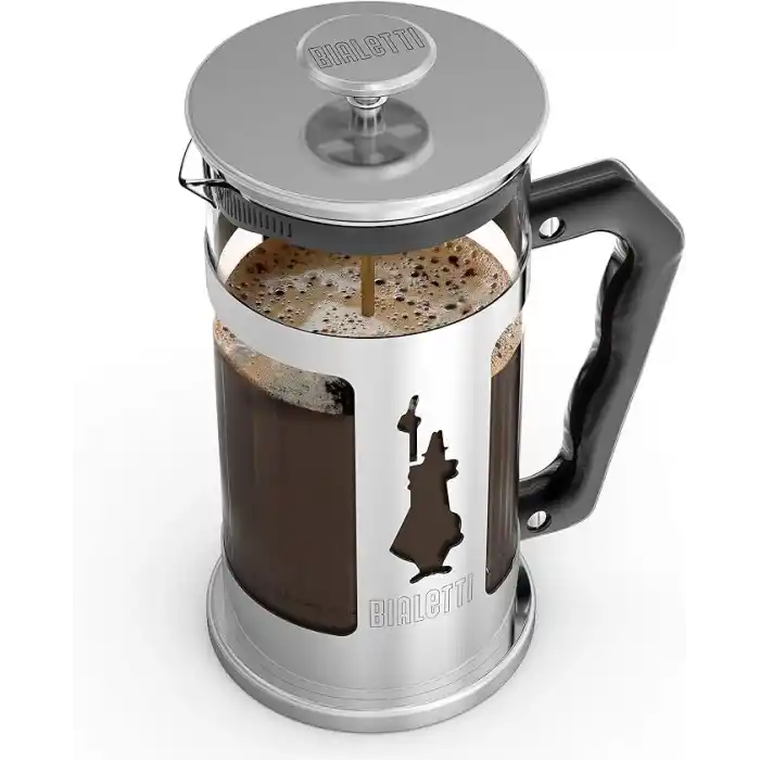 Bialetti - Preziosa French Press: Yaklaşık 350mL kapasiteli kahve hazırlayıcı - 18/10 Paslanmaz Çelik Gövde - Bulaşık Makinesinde Yıkanabilen Borosilikat Cam Sürahi - Paslanmaz Çelik Filtre Sistemi