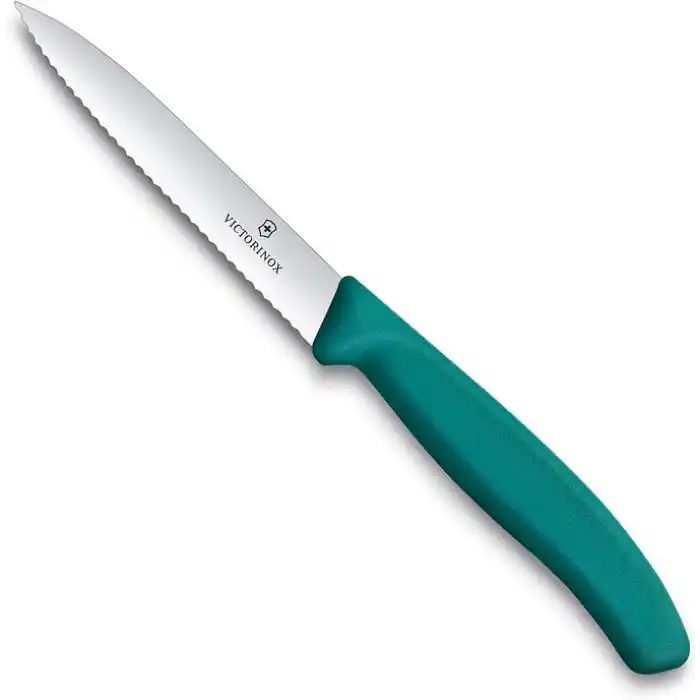 Victorinox 6.7734.C1 Swiss Classic 10cm Tırtıklı Soyma Bıçağı, Yeşil