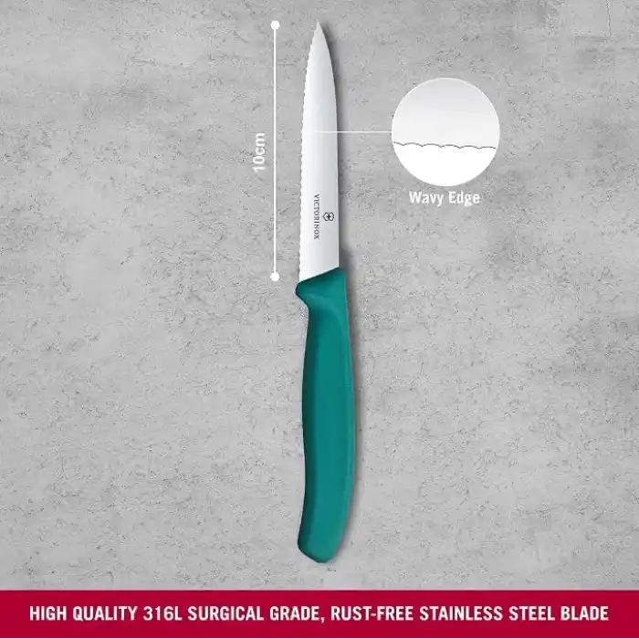 Victorinox 6.7734.C1 Swiss Classic 10cm Tırtıklı Soyma Bıçağı, Yeşil