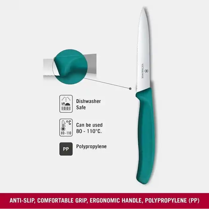 Victorinox 6.7734.C1 Swiss Classic 10cm Tırtıklı Soyma Bıçağı, Yeşil