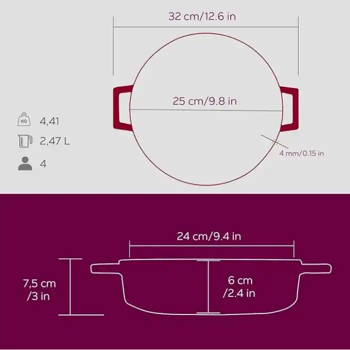 Lava Metal Premium Serisi - Döküm Çok Amaçlı Tencere, Yuvarlak, 24 cm, Majolik Mor