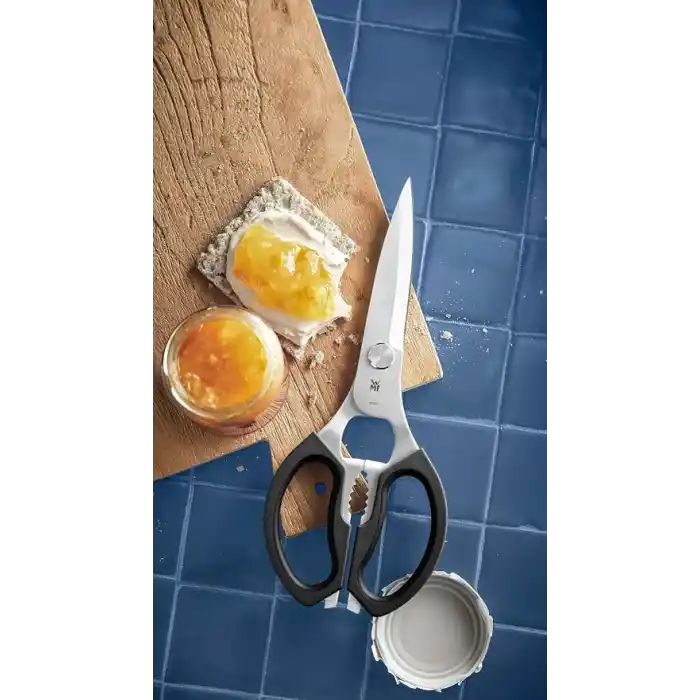 WMF 23 cm Mutfak Makası, Cromargan® Yüksek Kaliteli Paslanmaz Çelik, Plastik Sap, Şişe Açacaklı ve Konserve Kapağı Kaldırıcılı Çok Amaçlı Makas