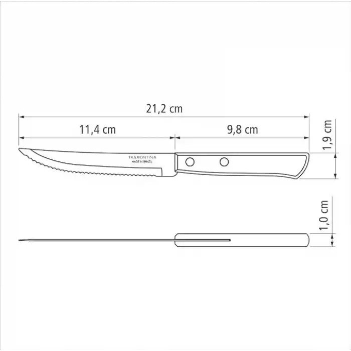 Tramontina Churrasco 21198/715 Biftek-Steak Bıçağı (6lı Blister)