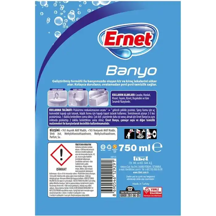 Ernet Süper Likit Promosyon Mutfak + Banyo Temizliği (1+1) 750 ml Spreyli