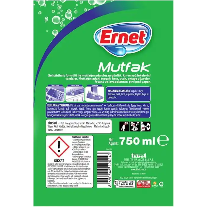 Ernet Süper Likit Promosyon Mutfak + Banyo Temizliği (1+1) 750 ml Spreyli