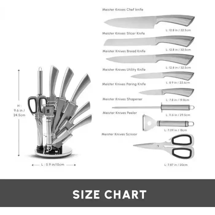KARACA Meister Palm 9 Parça Çelik Bıçak Seti
