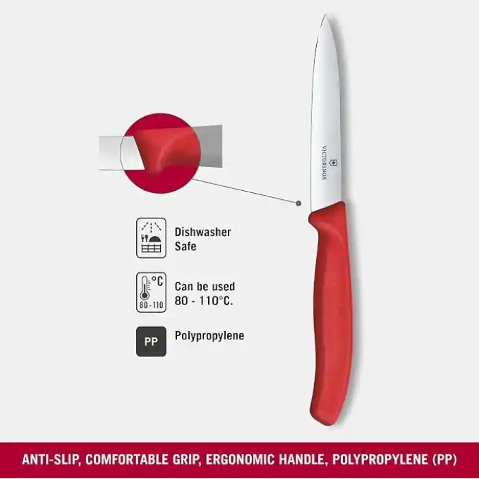 Victorinox 6.7701.C1 Swiss Classic 10cm Düz Soyma Bıçağı, Kırmızı