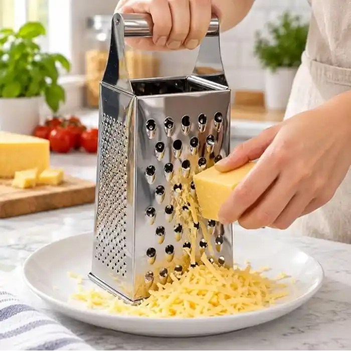 Çelik Idealısk Rende 4 Taraflı Büyük Boy Paslanmaz Çelik Rende Metal Saplı