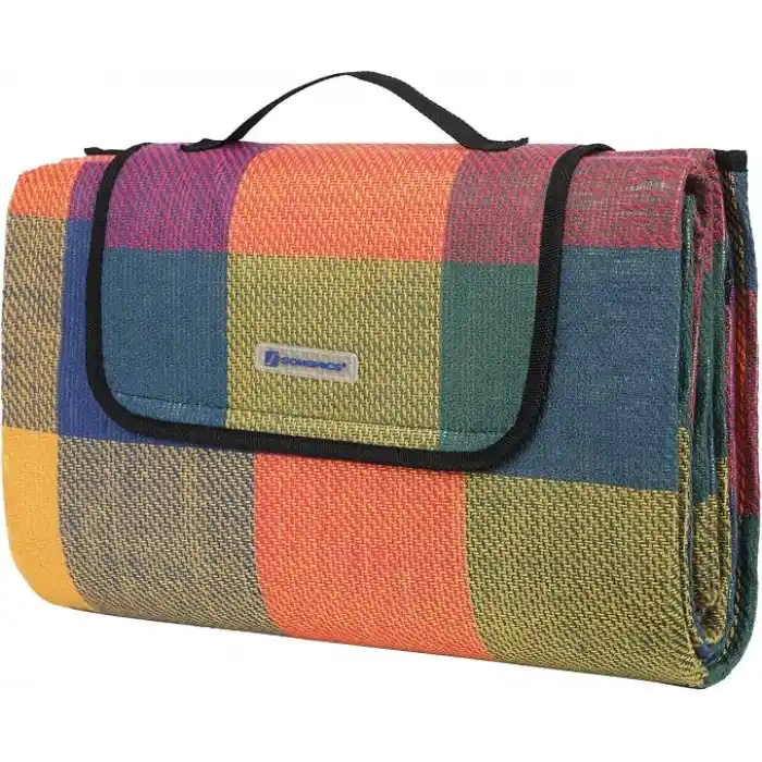 SONGMICS Isı İzoleli Su Geçirmez Piknik Örtüsü, Taşıma Saplı Plaj Örtüsü, GCM50K, 195 x 150 cm, Çok Renkli