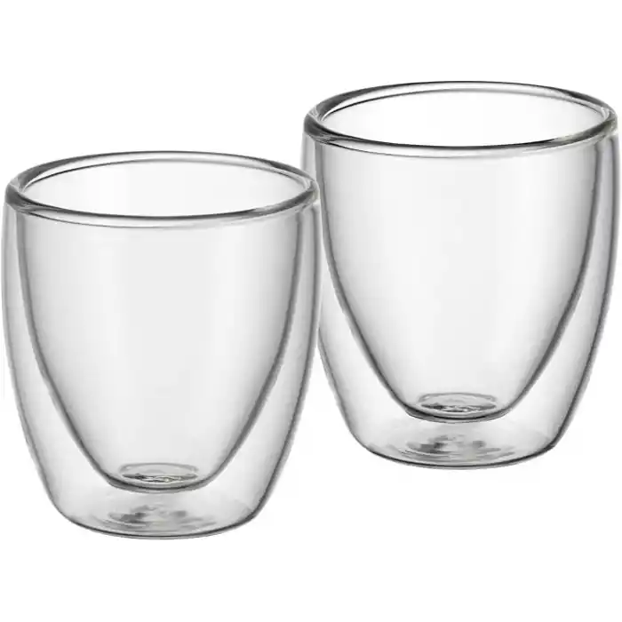 WMF Kult 2 Parça Çift Cidarlı Espresso Bardağı Seti, 80 ml, Isıya Dayanıklı Termal Cam, Yüzen Efektli Tasarım