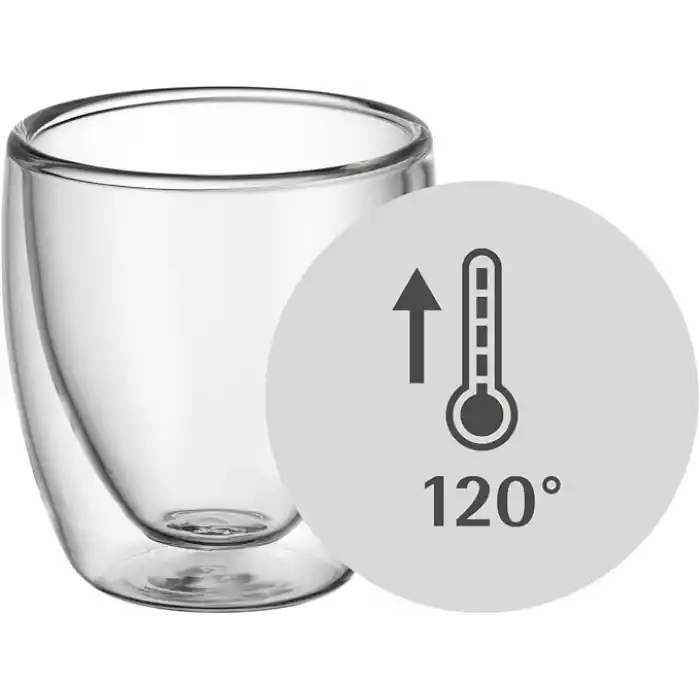WMF Kult 2 Parça Çift Cidarlı Espresso Bardağı Seti, 80 ml, Isıya Dayanıklı Termal Cam, Yüzen Efektli Tasarım