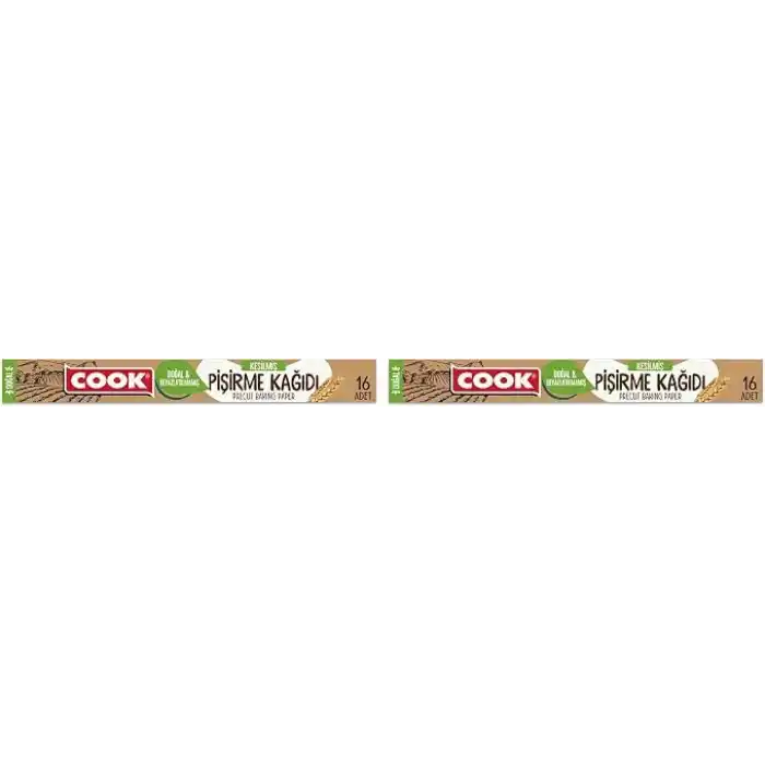 Cook Kesilmiş Doğal Pişirme Kağıdı 37x42 cm, 16lı (2 paketi)