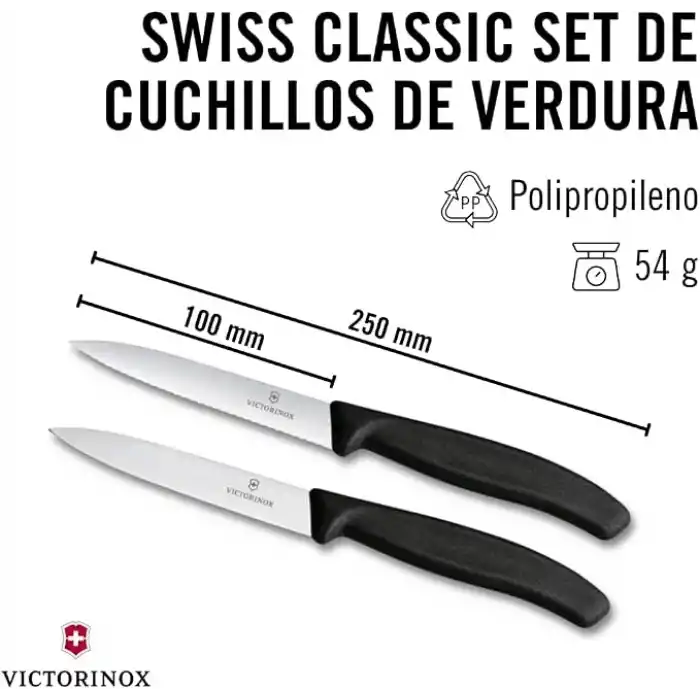 Victorinox 6.7793.2 Swiss Classic 2li 10cm Soyma Bıçağı Set, Siyah