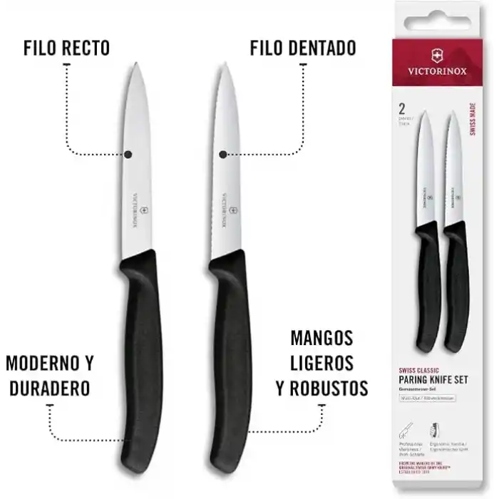 Victorinox 6.7793.2 Swiss Classic 2li 10cm Soyma Bıçağı Set, Siyah