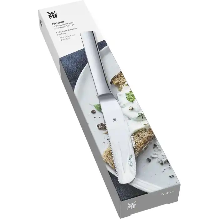 WMF Nuova 2 Parça Kahvaltı Bıçağı Seti, 19,5 cm, Tırtıklı Ekmek ve Sandviç Bıçağı, Cromargan® Yüksek Kaliteli Parlak Paslanmaz Çelik