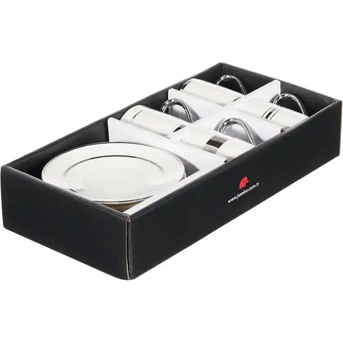 Jumbo Luces Platin 4 Kişilik Kahve Fincan Takımı