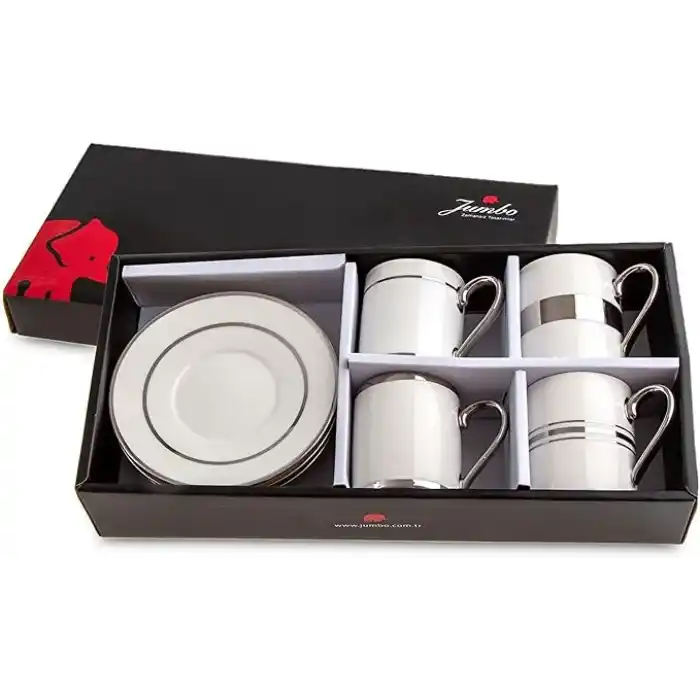 Jumbo Luces Platin 4 Kişilik Kahve Fincan Takımı