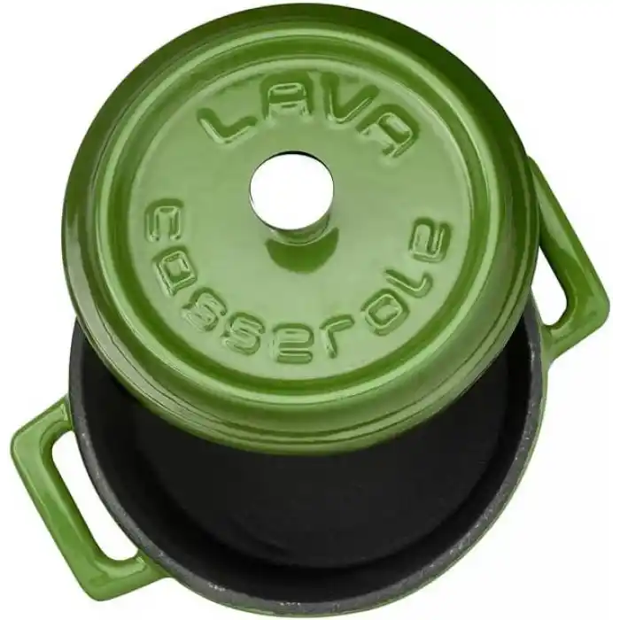 Lava Metal Döküm Mini Tencere, 10 cm, 0.35 L Hacim, Yeşil