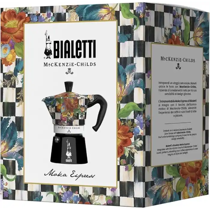 Bialetti Moka Express MacKenzie: 3 Cups Ocak Üstü Espresso Pişirici 130ml Karma Renk Alüminyum Gövde
