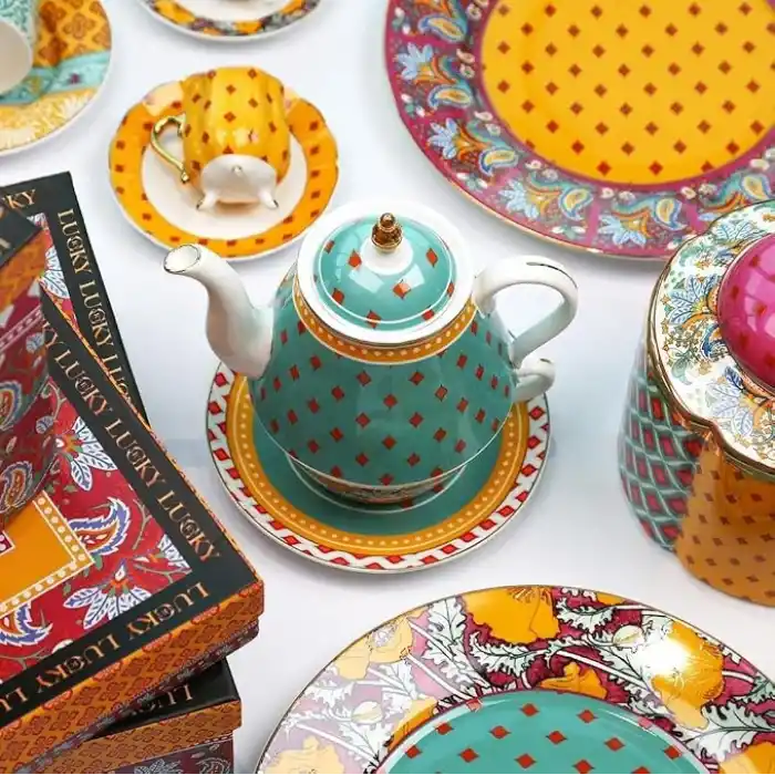 Lucky Art Eliana Bone Tek Kişilik Demlik & Fincan Set